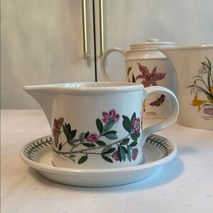 Portmeirion • “The Botanic Garden” Gravy Boat & Saucer in Rhododendron Pattern